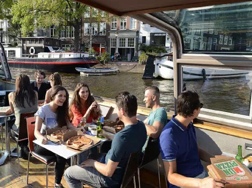 Amsterdam Canal Cruise with Pizza Dinner and Unlimited Drinks