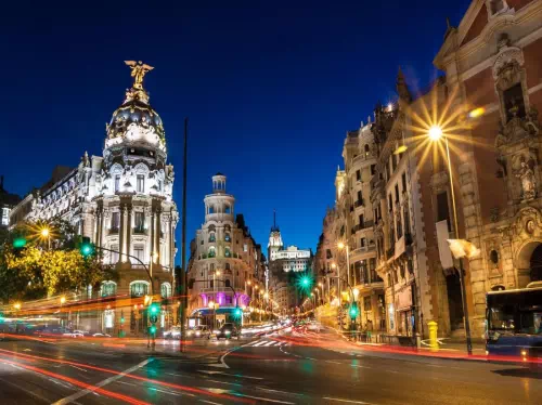 Madrid Night Walking Tour including Gran Via and Plaza Mayor 