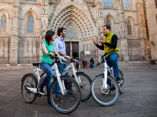 Barcelona Small Group e-Bike Morning Tour with Montjuic Cable Car and Boat Ride