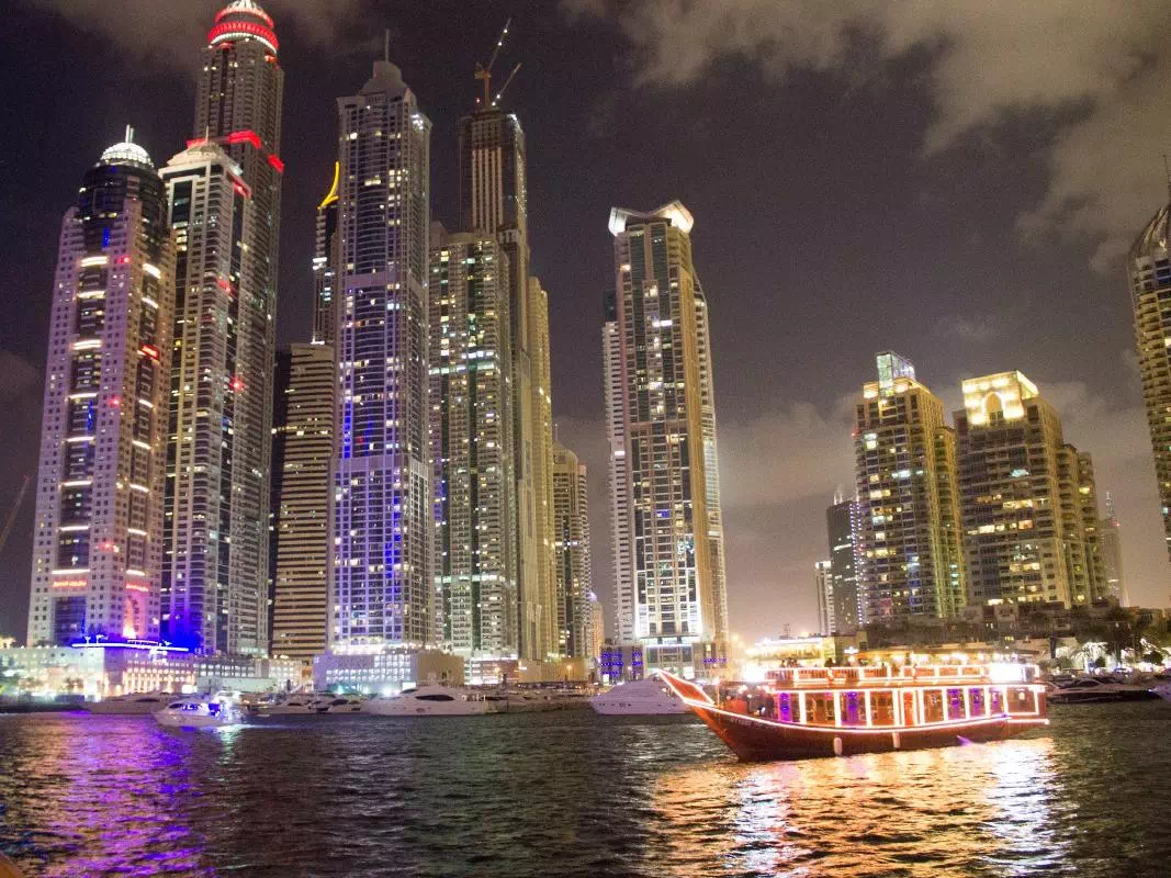 Dubai Marina Dhow Dinner Cruise with Round Trip Hotel Transfers